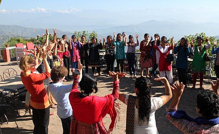 Pilot training with a group of local young women in Nepal