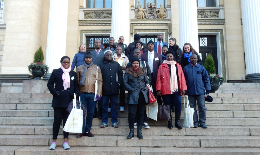 Mozambican politicians in front of a Finnish building