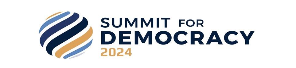 Logo, jossa teksti summit for democracy 2024